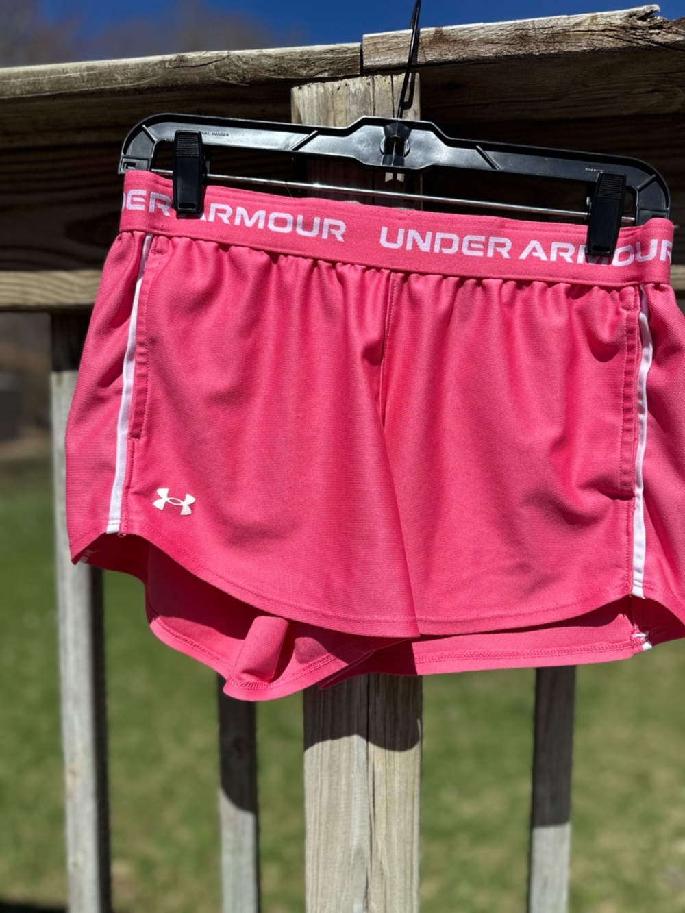 Under Armour Pink Women's Athletic Shorts with White Trim